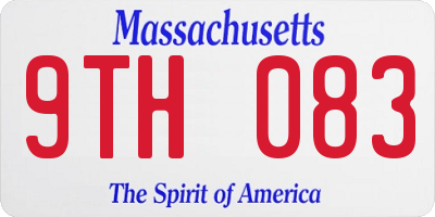 MA license plate 9TH083