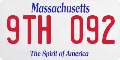 MA license plate 9TH092