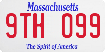 MA license plate 9TH099