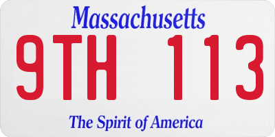 MA license plate 9TH113