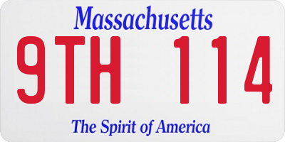 MA license plate 9TH114