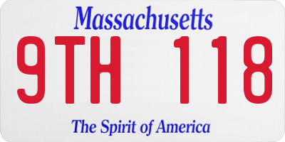 MA license plate 9TH118