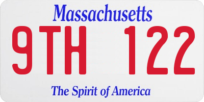 MA license plate 9TH122