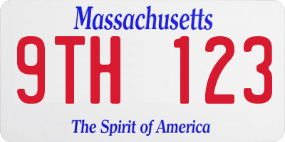 MA license plate 9TH123