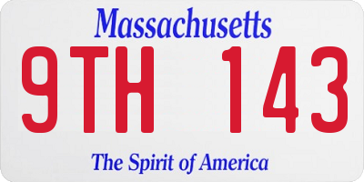 MA license plate 9TH143