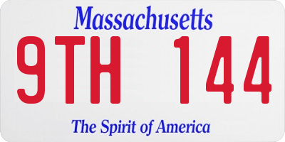 MA license plate 9TH144