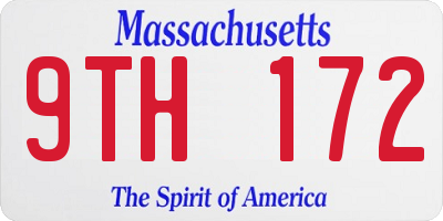 MA license plate 9TH172