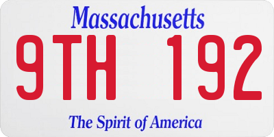 MA license plate 9TH192