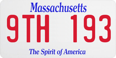 MA license plate 9TH193