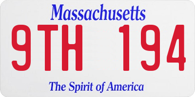 MA license plate 9TH194