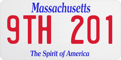 MA license plate 9TH201