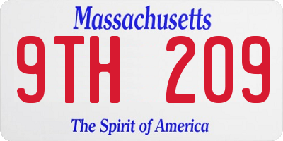 MA license plate 9TH209