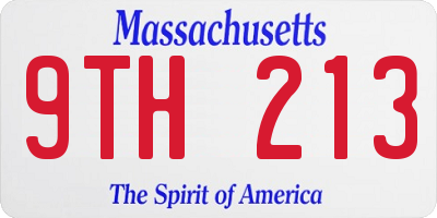 MA license plate 9TH213