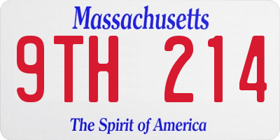 MA license plate 9TH214