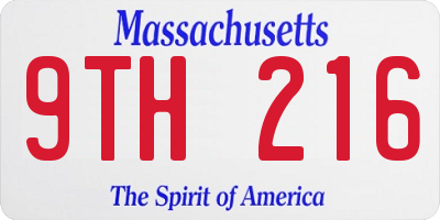 MA license plate 9TH216