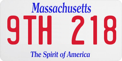 MA license plate 9TH218