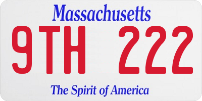 MA license plate 9TH222