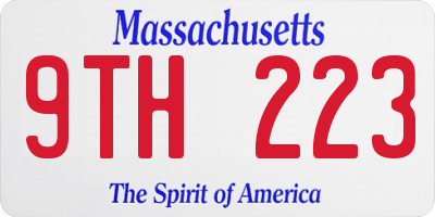 MA license plate 9TH223