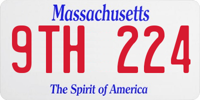 MA license plate 9TH224