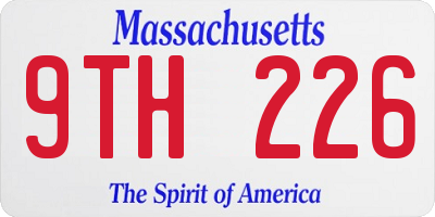 MA license plate 9TH226