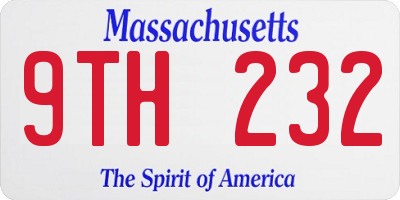 MA license plate 9TH232