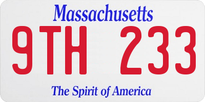MA license plate 9TH233