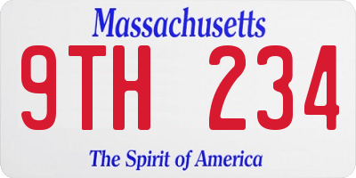 MA license plate 9TH234