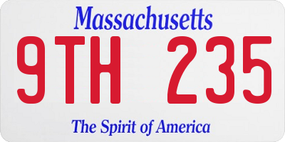 MA license plate 9TH235
