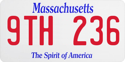 MA license plate 9TH236