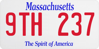 MA license plate 9TH237