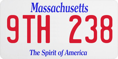MA license plate 9TH238