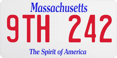 MA license plate 9TH242