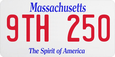 MA license plate 9TH250