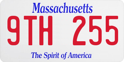 MA license plate 9TH255