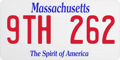 MA license plate 9TH262