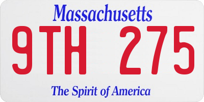 MA license plate 9TH275