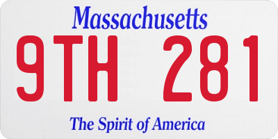 MA license plate 9TH281