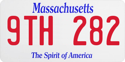 MA license plate 9TH282