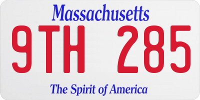 MA license plate 9TH285