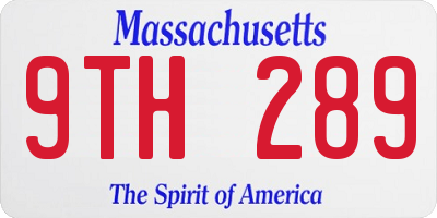 MA license plate 9TH289