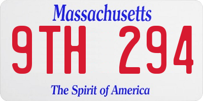 MA license plate 9TH294