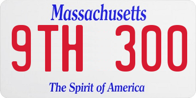 MA license plate 9TH300