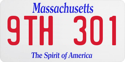 MA license plate 9TH301