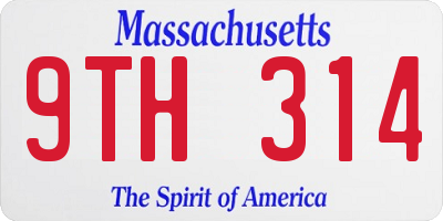 MA license plate 9TH314