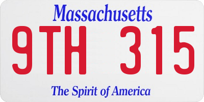 MA license plate 9TH315