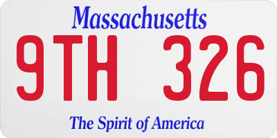 MA license plate 9TH326