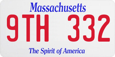 MA license plate 9TH332
