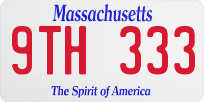 MA license plate 9TH333