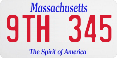 MA license plate 9TH345