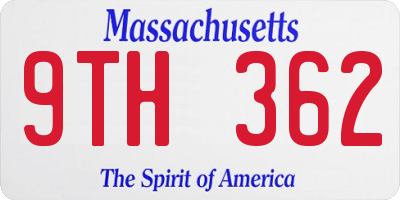 MA license plate 9TH362